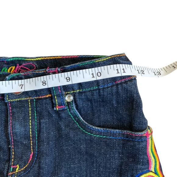 Coogi Girls Heart Embroidered Denim Skirt Skort Dark Wash Rainbow Colors Sz 6X - Picture 13 of 16